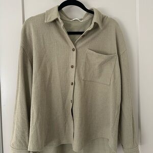 OAK + FORT Textured Green Shirt